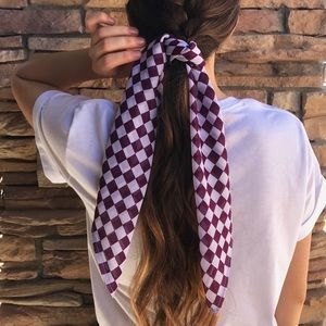 Mulberry Purple Checkered Hair Scarf